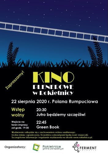 Plakat promujący wydarzenie "Kino plenerowe w Rokietnicy"