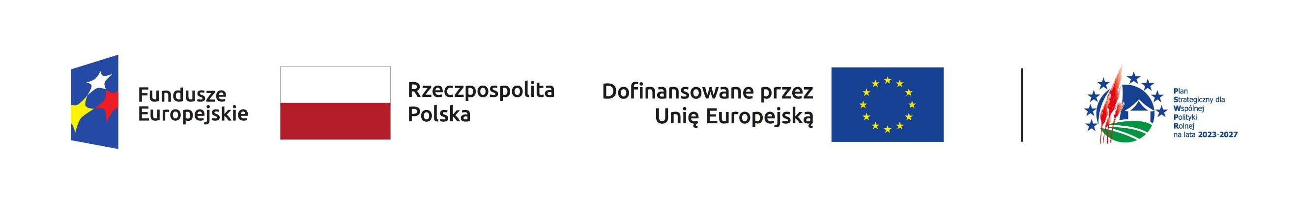 grafika: logotyp: niebieski prostokąt z&nbsp;białą, ż&oacute;łtą i&nbsp;czerwoną gwiazdą w&nbsp;środku; biało-czerwona flaga i&nbsp;napis Rzeczpospolita Polska; dofinansowanie przez Unię Europejską i&nbsp;granatowa flaga z&nbsp;12 złotymi gwiazdami ułożonymi w&nbsp;okrąg