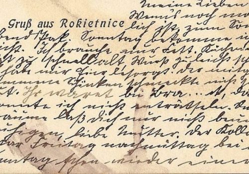 Zdjecie zawierające niemiecka kaligrafie z&nbsp;napisem GruB auf Rokietnice