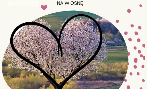 Grafika: drzewo z różowymi pąkami, na nim serce i tekst: 5 Edycja Zazieleńmy naszą gminę. Złóż wniosek, weź udział w 5 edycji dofinansowania i odmień swój ogród na wiosnę. Nabór w marcu 2027 r.